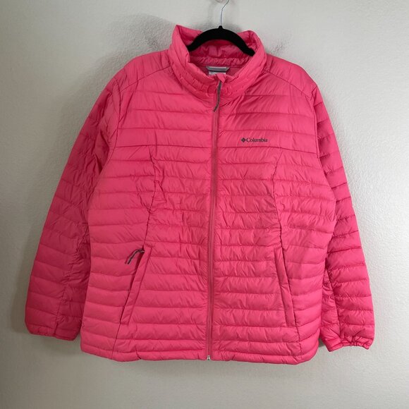 Columbia Womens Plus XXL Pink Puffer Jacket Lightweight Insulated Zip Up - Picture 1 of 9